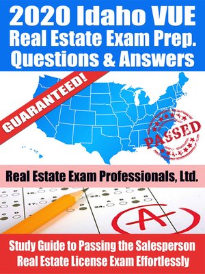 cover image of 2020 Idaho VUE Real Estate Exam Prep Questions & Answers